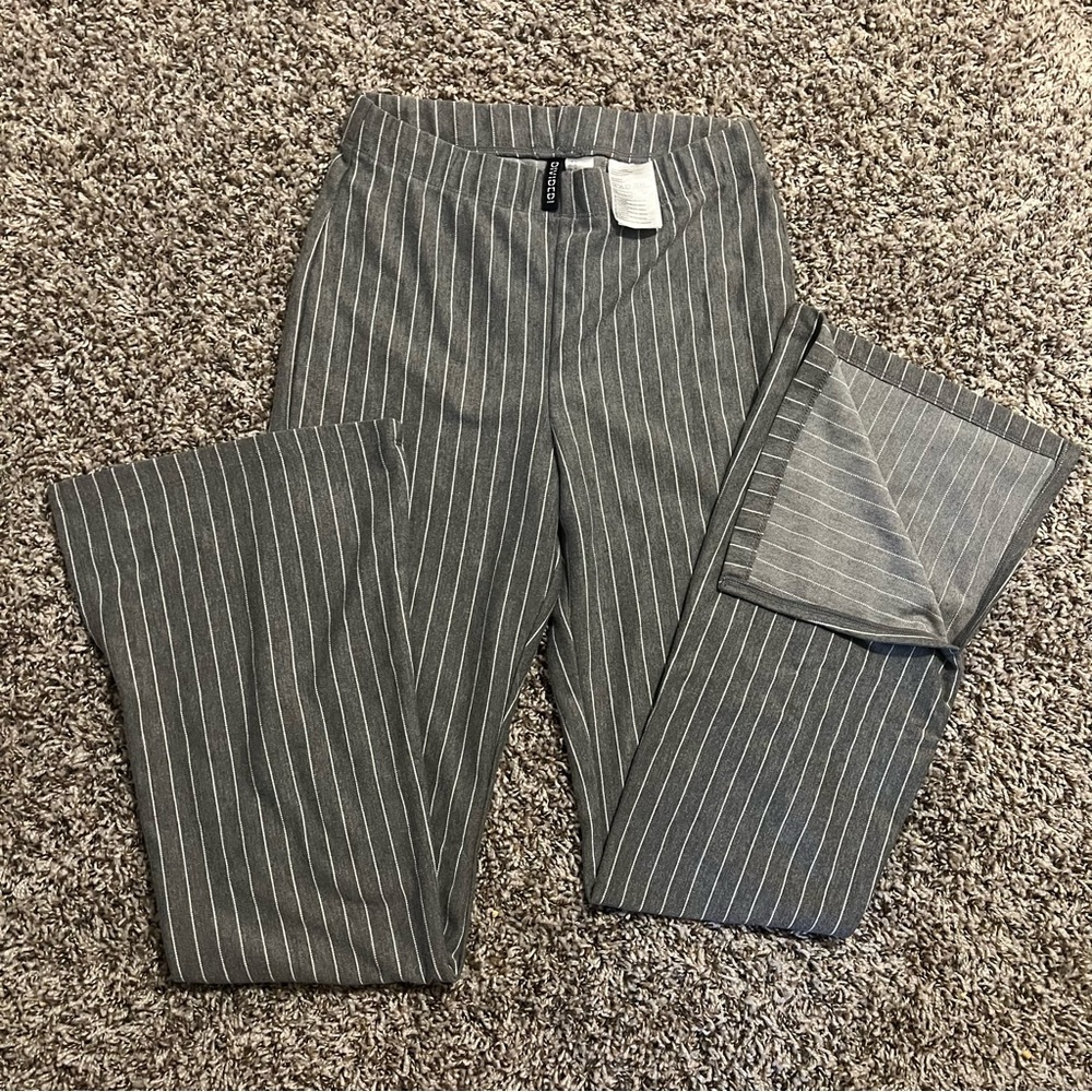 Grey Pinstriped Split Trousers
